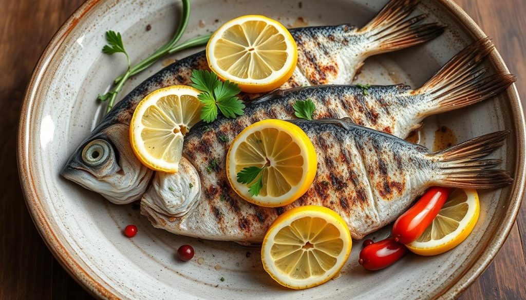 Grilled mackerel fillets with fresh herbs and spices Grilled mackerel fillets with fresh herbs and spices