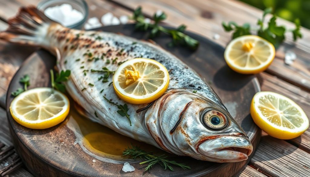 Grilled mullet with Mediterranean herbs and lemon Grilled mullet with Mediterranean herbs and lemon