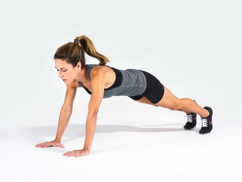 Woman demonstrating a plank exercise as part of the core strength training routine for runners Woman demonstrating a plank exercise as part of the core strength training routine for runners